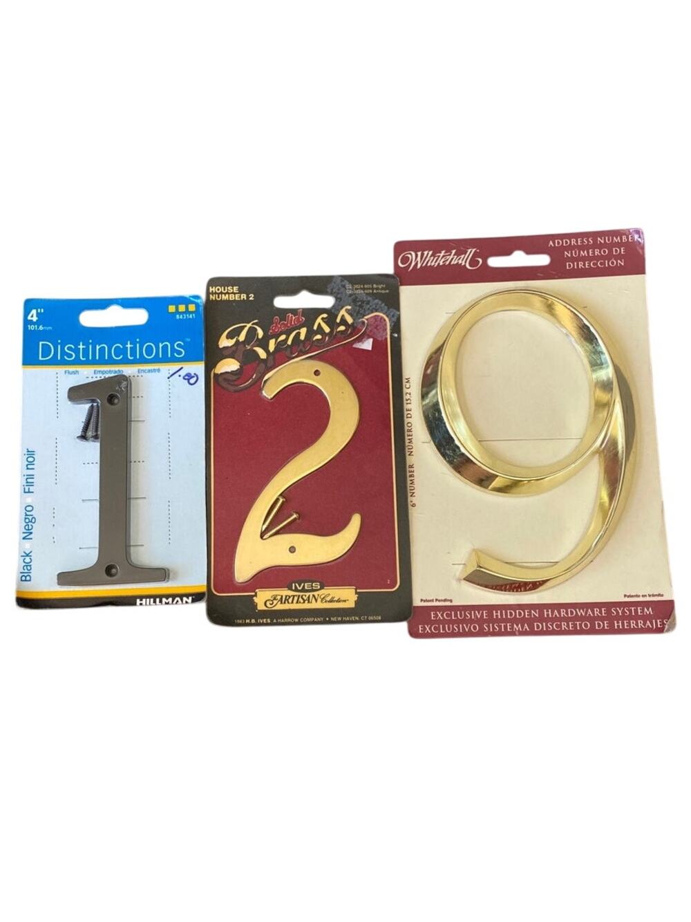 Metal House Address number lot #1 #2 #9 Black Gold Vintage New Old Stock FLAWS
